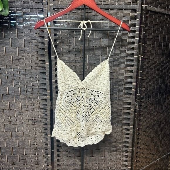 Y2K vintage Coolwear crochet & beaded halter sweater small medium in white - Picture 4 of 12